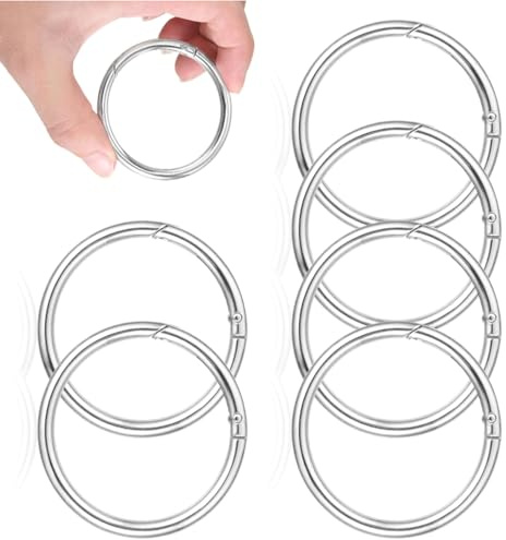 Wjelet 6 Stück Karabiner rund 60mm OD 50mm ID, Edelstahl, Mehrzweck Runde Ring für Tasche Handtasche DIY Handwerk Schlüsselanhänger Hundeleine (Silber)