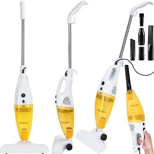 CROWNSHOP 2-in-1 Corded Vacuum Cleaner | 1000W Powerful Upright & Handheld Hoover | HEPA Filter | Lightweight for Carpets & Hard Floors | Hair Tools (Yellow)