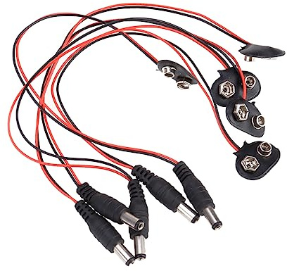 Clip de Batterie de Style T 9 V, Lot de 5, Connecteur | Fiche Mâle Dc 5, 5x2, 1mm, Plastique et Alliage, Câble de Liaison pour Bande LED Style Aléatoire