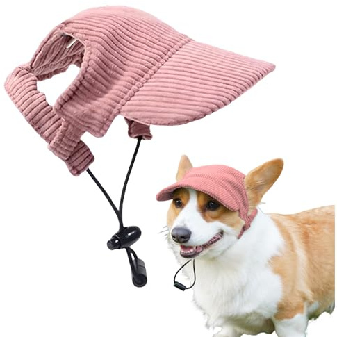 Hunde Baseballmütze, Cord Hunde Schirmmütze, Verstellbar Sommer Pet Sonnenschutz Hut, Hut Hundecap mit Ohrlöchern, Haustier Sommer Huts, Pet Outdoor Sonnenhüte für Kleine Welpen (Pink, S)