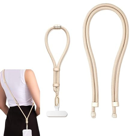 MSLSOZ Cordon de téléphone 3 en 1, 1 sangle bandoulière réglable avec boucle en métal solide de qualité supérieure, 1 patch en métal durable, compatible avec la plupart des smartphones