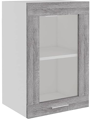 Tomostar Meuble Haut de Cuisine, Armoire Suspendue Cuisine Armoire vitrée Suspendue Lyon Sonoma Gris 40x31x60cm
