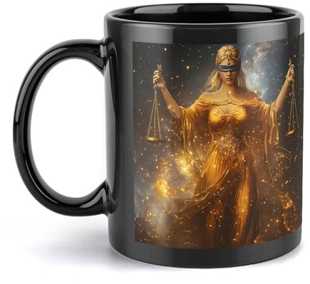 Anceky Tazza nera con manico per donna con segno zodiacale, tazze in ceramica per bere tè e caffè