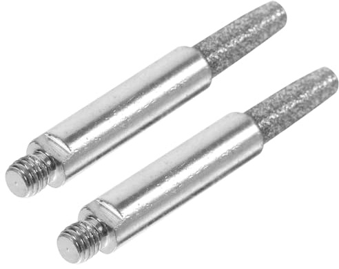 MOTHNUR 2pcs High Hardness Chainsaw Sharpening Stones Burr Grinding Heads for Precise Metal Polishing Fine Grit Sharpeners Tool Kit for Chainsaw Chain Maintenance and Woodworking