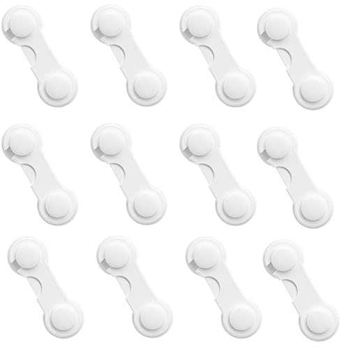 12 Cerraduras Adhesivas de Seguridad para Puertas Bebe y Niños,Sin Taladrar, Seguridad para Cajones de Bebés y Niños Pequeños, Seguridad para Cajones para Muebles, Armarios, Refrigeradores, Puertas