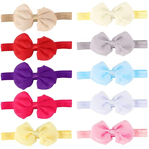 Phefop 10 Diademas para bebé, Accesorios Elásticos de Tela Suave para el Cabello para Niños Pequeños, Linda Banda para el Cabello con Lazo para Festivales y Trajes Diarios