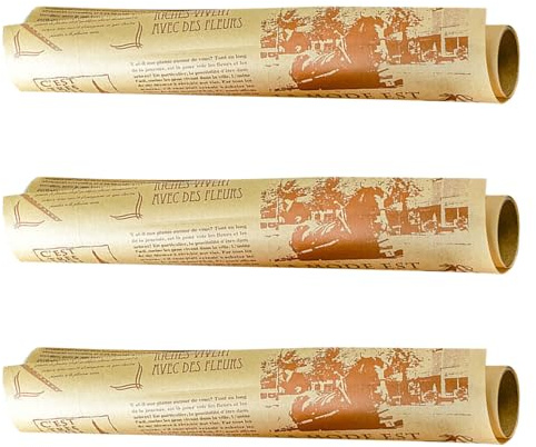 Papel Pergamino para Horno, 3 Rollos, Papel Antigrasa Diseño de Periódico
