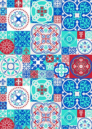 Clairefontaine 95247C - Una risma da 24 fogli di carta stampata a motivi ceramica/quadretti di cemento 150g/m²- formato A4 (21x29,7cm) - Hobby creativo - carta scrapbooking - 4 Motivi Assortititi