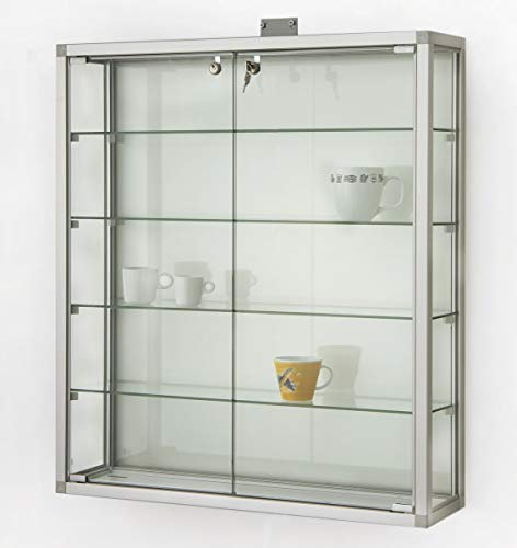 Wandvitrine T 19 x B 78 x H 88 cm - Sammler Hängevitrine abschließbar - große Glas-Vitrine Wand hängend CPq - LED-Beleuchtung