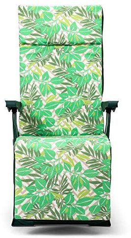 SOLENNY Tumbona Plegable de Jardín Regulable Acolchada 76x60x108 cm 5 Posiciones con Cabezal Anatómico Tejido lavable y Pies Estabilizadores para Mayor Seguridad