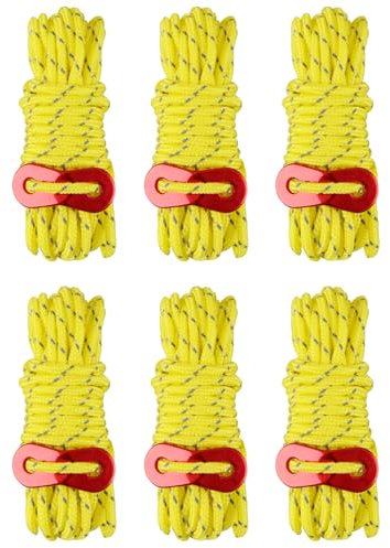 TRIWONDER Reflektierende Abspannseile mit Seilspanner 4m, Φ 4mm Nylonschnur Paracordseil für Zelt, Zeltplane, Camping (Gelb)