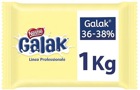 GALAK PROFESSIONALE Cioccolato Bianco Blocco 1kg | Cioccolato bianco per ricette e lavorazioni professionali.