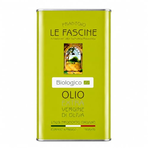 Aceite de oliva virgen extra provenzal Pugliese orgánico 100% italiano de Le Fascine producido a partir de una sola variedad provenzal (Peranzane) (lata de 5 litros)
