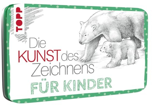 Die Kunst des Zeichnens für Kinder Zeichenmaterial mit Metalldose: Das Zeichenset für kleine Künstler: 3 Bleistifte (H, HB, 2B), Radiergummi, ... Spitzer in Designdose (19 x 11,5 x 1,9 cm)