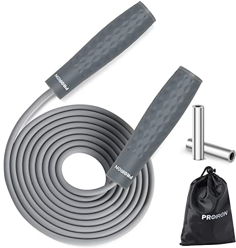 PROIRON Springseil Erwachsen mit Gewichten, Damen Sprungseil Gewicht Anti-Rutsch Griffe Seilspringen, Dicke 7mm Jump Rope Länge & Gewichtsblöcke Einstellbar Skipping Rope