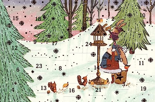 Lustige Adventskalenderkarten 5 Karten Grußkarten Goldprägung Kunstkarte Weihnachtskarte Adventskalender Frohe Weihnachten Weihnachtsmann Winter