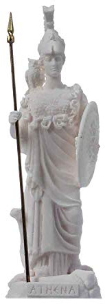 BeautifulGreekStatues Athene mit Eule, Medusa-Schild, griechische Göttin Alabaster, Statue, 17 cm
