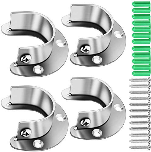Stangenhalterung U-förmiges Set, 304 Edelstahl-Pfosten-Sockelflansche U Für Kleiderschrank, Schrank, Badezimmer, Küche usw. Hängestangen-Flansch-Set (32 MM)
