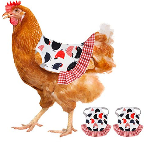 Huhn Sattel, Henne Schürze with aus Stoff,weiß + rot,22x17cm for Geflügelhalter