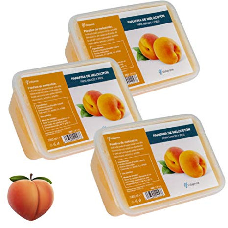 PARAFINA para Manos y Pies PACK 3 x 3000ml - Parafina Rehabilitación de Melocotón Antioxidante - Suaves Baños de Parafina Hidratante PROFESIONAL - Parafina Manos y Pies Artritis Artrosis 3000ml