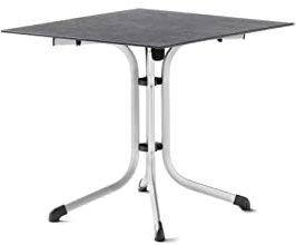 SIEGER Boulevard Platte. Klapptisch, Polytec-Dekorplatte und Stahlrohr-Gestell, Graphit/Schiefer anthrazit, 80 x 80cm, 5130-20 KT