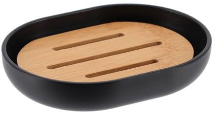 Tendance – Ovale Seifenschale aus Bambus (Schwarz/Bambus) – Badezimmer – Freistehendes Badezimmeraccessoire