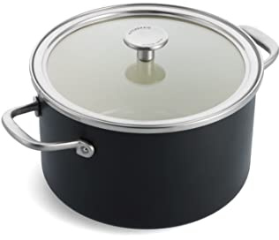KitchenAid Steel Core Enamel 24 cm/6 Litre Casserole with Lid, German Engineered Enamel, Induction, Oven Safe, Matte Black