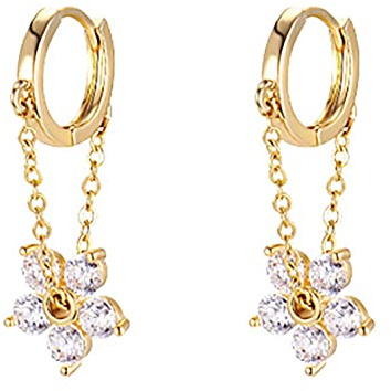 Reffeer 925 Sterling Silber Blumen Creolen für Frauen Blumen Ohrringe Tropfen