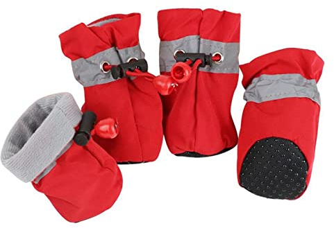 YUEMOL Hundeschuhe 4 stücke Wasserdichte Winter Haustier Hund Schuhe Anti-slip Regen Schnee Stiefel Schuhe Dick Warm for Kleine Katzen Hunde Hündchen Socken Booties (Color : C, Size : 7)