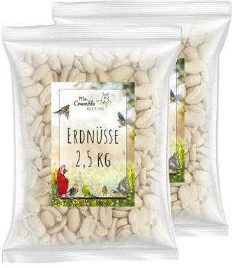 Erdnüsse Vogelfutter, blanchiert & halbiert, ohne Haut 2 x 2,5 kg