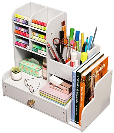 RUIXUE DIY-Schreibtisch Organizer-Stiftehalter,multifunktionaler, geeignet für Zuhause,Büro und Schule, Desk Organizer (Bianco-PB17-1)