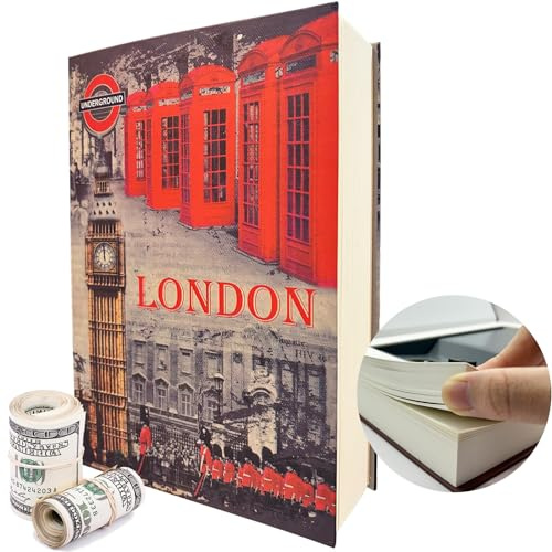 Genuine Paper Transfer Book Safe: Secret Hidden Compartment, Combination Lock Included - Safely Conceal and Protect Your Valuables Inside an Authentic Paper Book, 8.7×6×1.8 (London)