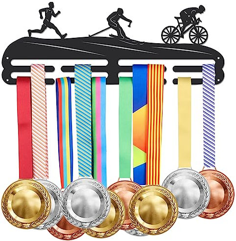SUPERDANT Winter Triathlon Medaillenaufhänger Für Laufen Skifahren Radfahren Medaillen Präsentationsständer Wandhalterung Band Ausstellungshalter Kleiderbügel Dekor Eisenhaken Geschenke Für Kinder