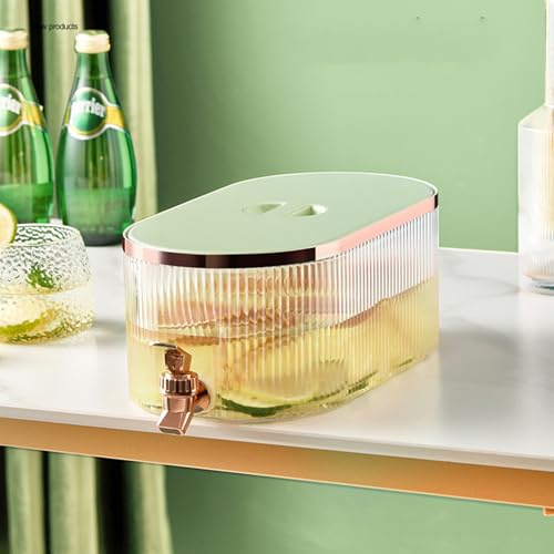 Cymwer 5.3L Fridge Beverage Dispenser with Faucet Transparent Iced Beverage Barrel Large Capacity Leakproof Kitchen Supplies
