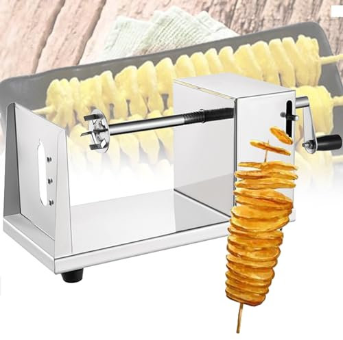 Tornado Trancheuse De Pommes De Terre, Spiraliseur De Légumes Manuel Avec Pieds En Caoutchouc Antidérapants, Fabricant De Chips De Spiraliseur De Légumes Frites En Acier Inoxydable Plus Épais