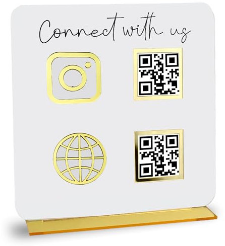 Skywin Acryl-QR-Code-Schild für Geschäft, elegante benutzerdefinierte Bargeld-App, QR-Code-Schild, Displayhalter für Zuhause und Büro, Schreibtischdekoration (weiß)