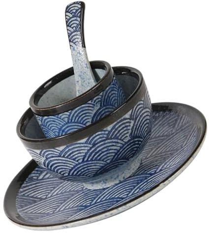 HAKIDZEL 1 Set Ciotole Asiatiche per Udon Piatto per La Cena di Nozze Cucchiaio Cena Zuppiera Piatto di Spaghetti Cinesi Servizio Tavola in Piatto Dessert Domestico Porcellana Ceramica