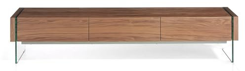 Angel Cerdá - Mueble TV Moderno de Madera Nogal con Laterales de Cristal
