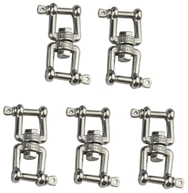 DUOCAI Swivel Shackle 5PCS 304 Edelstahl Doppel Backen Backen Schäkel 4mm 5mm 6mm 8mm 10mm for Marine Boot Anker Kette Edelstahl Wirbel (Color : Stainless Steel 304, Size : 4mm)