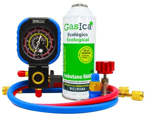 Gas refrigerante orgánico sustituto del R12 y R134A (pack) (1 botella + manometro + llave y conector rapido)