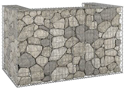 ShGaxin Gabionenwand für Mülltonne, Gabionen Zaun, Mülltonnenverkleidung, Gabionenkörbe, Steine Für Gabionen, Steingabionen,n Verzinkter Stahl 180x100x110 cm