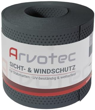 Arvotec Sichtschutz, gelochte Optik, 25 Meter, zur Anbringung an Doppelstabmatten, Lärm-, Sicht- & Windschutz - einfache Montage, ohne Werkzeug - Made in Germany (Anthrazit - RAL 7016)