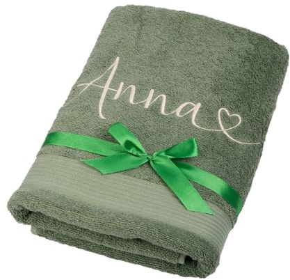 Handtuch mit Namen & Herz bestickt Farbwahl Größenwahl Geschenk personalisiert Geburtstag Händehandtuch mit Bestickung personalisiertes Badetuch Waschlappen heart towel Muttertag Mama personalisiert