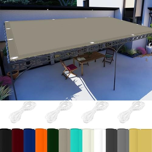 Vela Ombreggiante Quadrata 4 x 8 m 98% Protezione UV Vela Ombreggiante Parasole Poliestere per Esterno Giardino Terrazza, Cachi