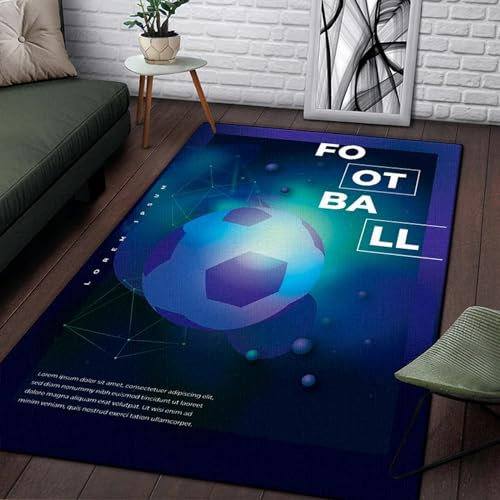 Kinderteppich Fußball - Kurzflor Teppich Kinderzimmer Spielteppich Antiallergen Und Extra Weich - Babyzimmer Teppiche Für Junge Und Mädchen Babyteppich 100 X 150 cm -9H1I0X1W9G0B9