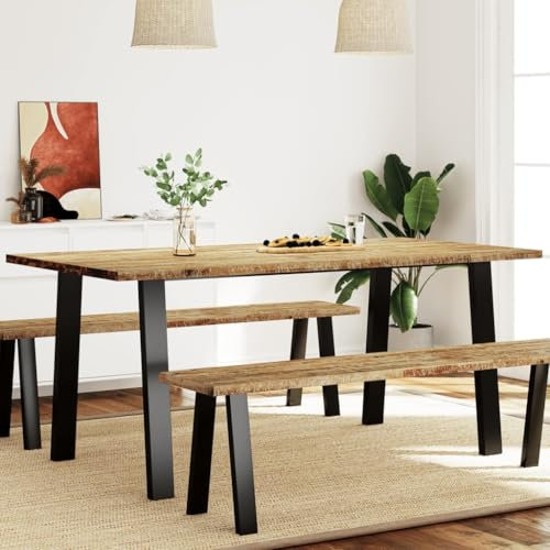 JUDYY Esstisch 150x90x75 cm Massivholz Akazie, Esszimmertisch, Baumkantentisch, Dining Tables, Esszimmermöbel, Küchentisch - 353298