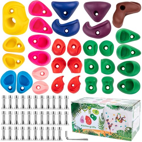 32 Pezzi Supporti da Arrampicata, Pietre da Arrampicata per Bambini, Regali di Natale e di Compleanno per Bambini (Scuro, Diverse Dimensioni)