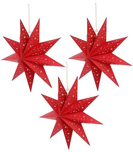 Hoement Neunzackige Sternlaterne Weihnachtsdeko Leuchtend Lampenschirm Hängedeko Lampenaccessoire