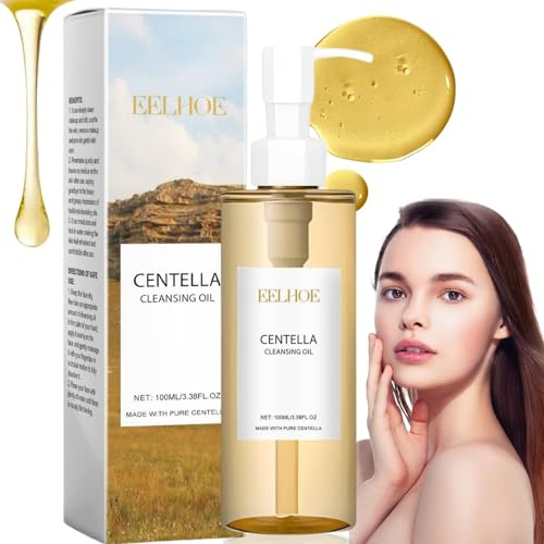100ML Centella Cleansing Oil,Centella Light Cleansing Oil,Oil-Based Facial Cleanser Gentle Makeup Removal,Centella Cleanser and Makeup Remover,Cleansing Oil and Cleansing Foam,Deep Cleansing of Pores