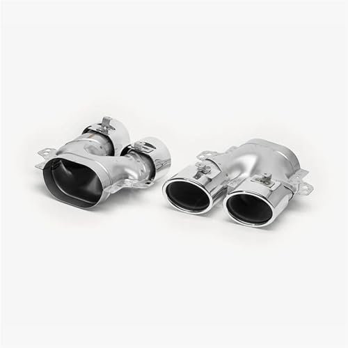EKEGUY Auspuffblenden Quad-Auspuffspitzen Auspuffrohrende 304 Edelstahl Für Mercedes Für AMG C43 W205 S205 C205 A205 2019+ Endrohrblenden(Silber)